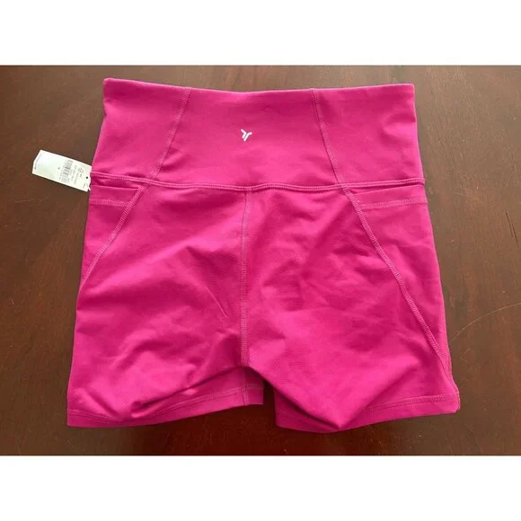 Old Navy NWT Active PowerPress High Rise Biker Shorts in Hot Pink Medium - Picture 3 of 10